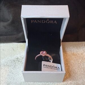 Brand New in Box Pandora’s Pink Elevated Heart Promise Ring in Rose Gold